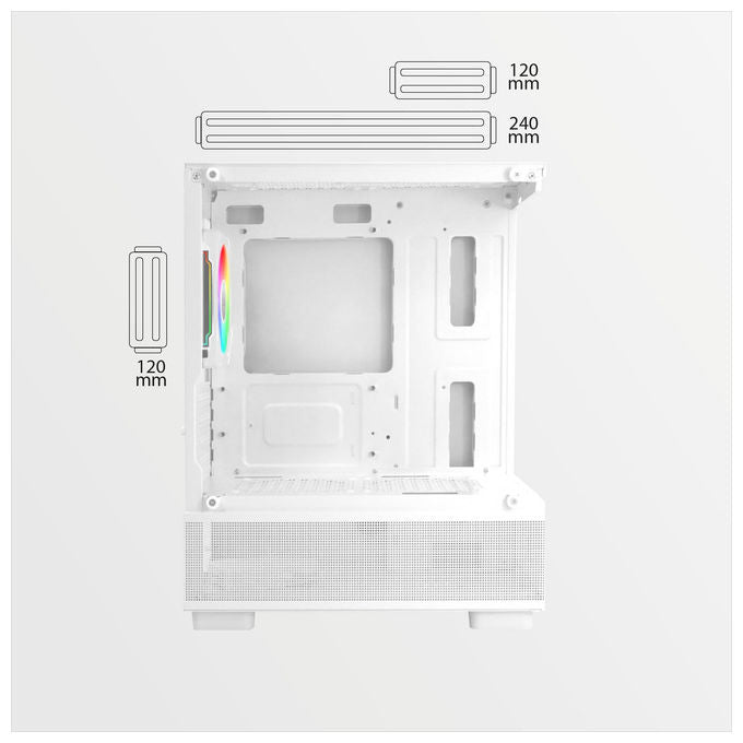 Noua, Case PC Micro-ATX, Design Mesh, Mini Tower Gaming Doppia Camera, Bianco