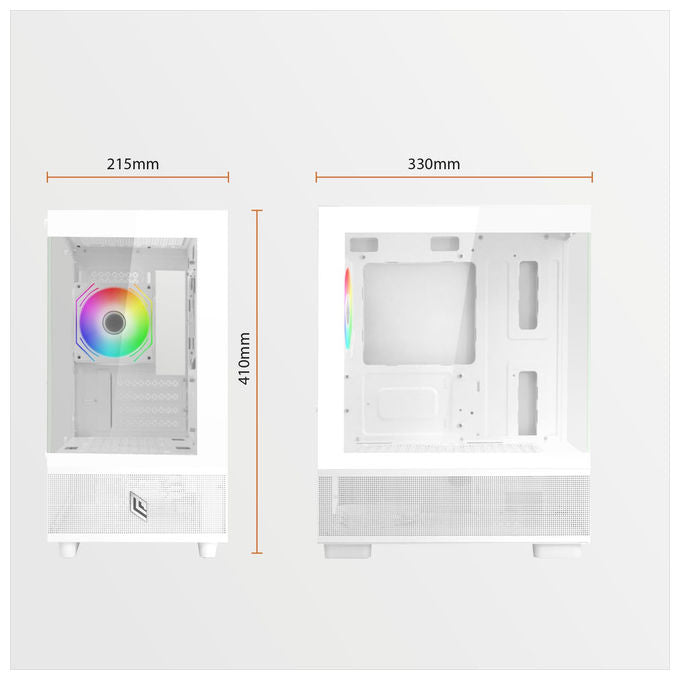 Noua, Case PC Micro-ATX, Design Mesh, Mini Tower Gaming Doppia Camera, Bianco