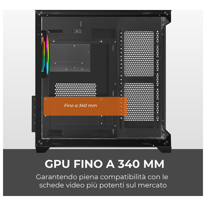 Noua, Case Micro ATX PC Gaming Mini Tower ZK100 Vision, Nero, Doppia Camera, Vetro Temperato
