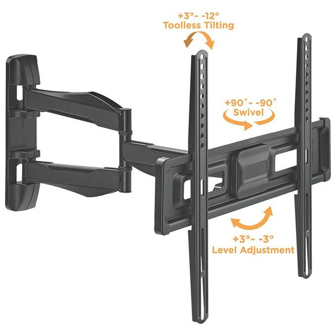 Value Supporto TV da Parete Articolato 37'' 70'' 4 Snodi VESA 600x400 mm Max 35 Kg colore Nero