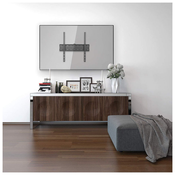 Value 17.99.1213 Supporto TV da Parete Fisso 32'' 55'' VESA 400x400 Portata 40 Kg Distanza 27 mm colore Nero
