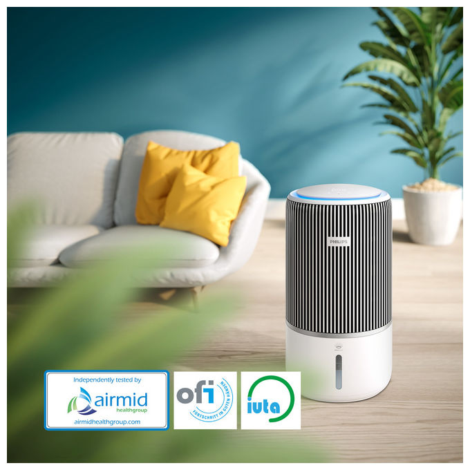 Philips AC3420-10 PureProtect Water Serie 3400 Purificatore d'aria e Umidificatore 2 in 1 per ambienti fino a 78 m² HEPA NanoProtect 300 m³-h 51 dB colore Bianco
