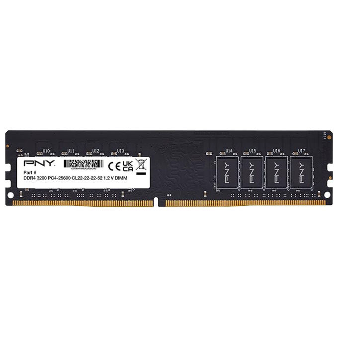 Pny, Ram 8Gb 3200Mhz, Dimm Ddr4, Memoria Compatibile con Notebook e Pc Desktop, Cl22