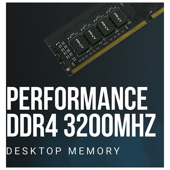 Pny, Ram 8Gb 3200Mhz, Dimm Ddr4, Memoria Compatibile con Notebook e Pc Desktop, Cl22