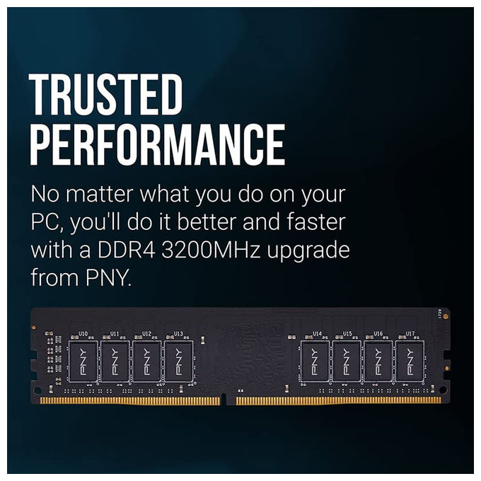 Pny, Ram 8Gb 3200Mhz, Dimm Ddr4, Memoria Compatibile con Notebook e Pc Desktop, Cl22