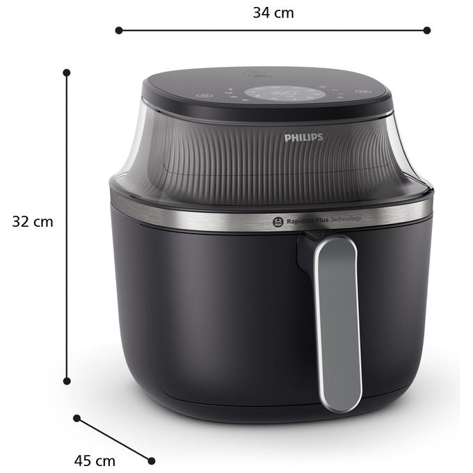 Philips NA341-00 Friggitrice ad aria Serie 3000 7,2 L 2000 W 16 Programmi RapidAir Display Touch colore Nero Argento