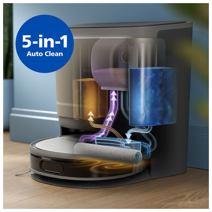 Philips XU9100-10 HomeRun Serie 9000 Robot aspirapolvere Laser D-ToF 360° 0.21 L autonomia 280 min Wi-Fi App Alexa colore Nero