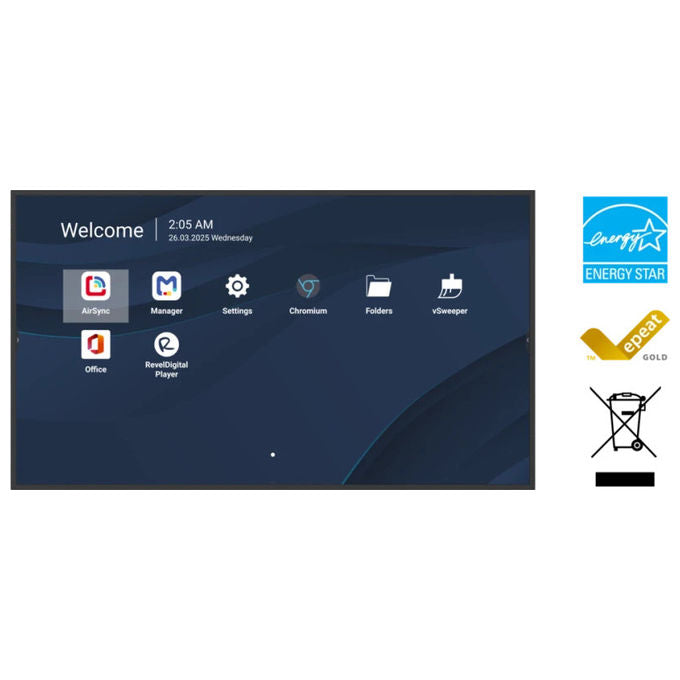 Viewsonic, Display Digital Signage, 43'' 4K Ultra HD, Luminosita' 500 cd-m², Android 14, Nero