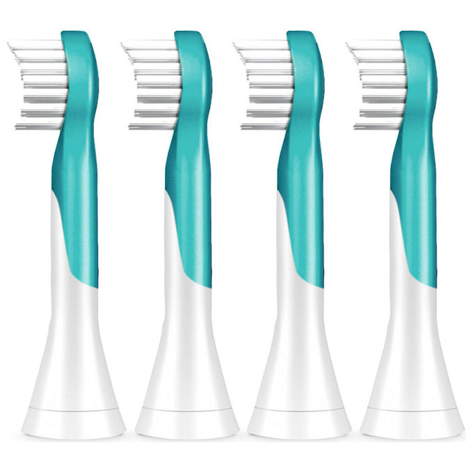 Philips, Sonicare For Kids HX6034-90, Testine di Ricambio, Bambini, Da 3 Anni, 4 Pezzi, Blu e Bianco