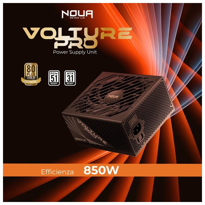 Noua, Alimentatore PC Gaming 850W, Modulare, 80 Plus Gold, ATX 3.1, PCIe 5.1