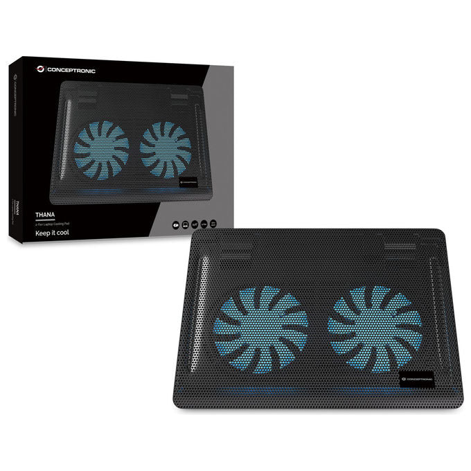 Conceptronic, Base di raffreddamento per laptop, 15.6'', 2 ventole, Nero