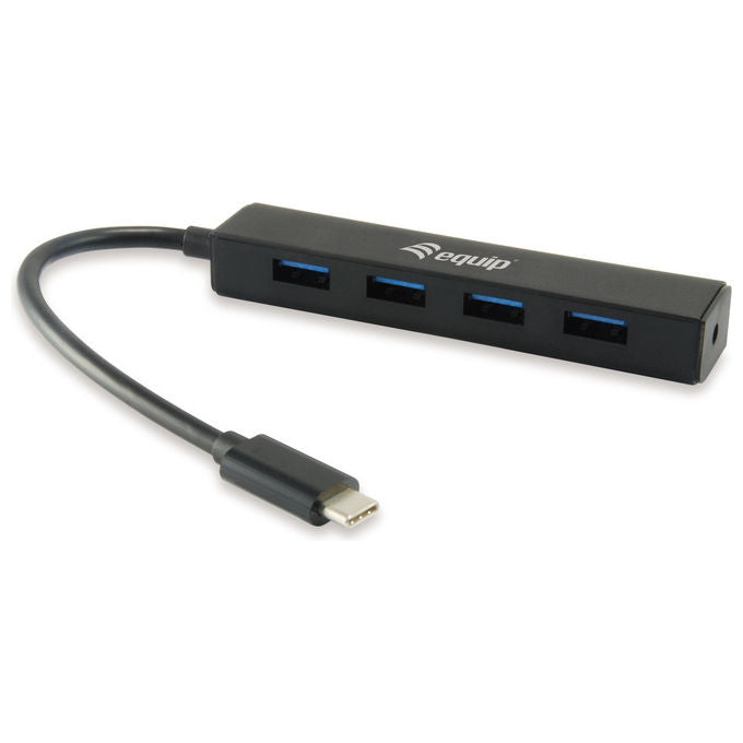 Equip, Hub USB-C a USB 3.0, 4 porte, Nero, Plastica
