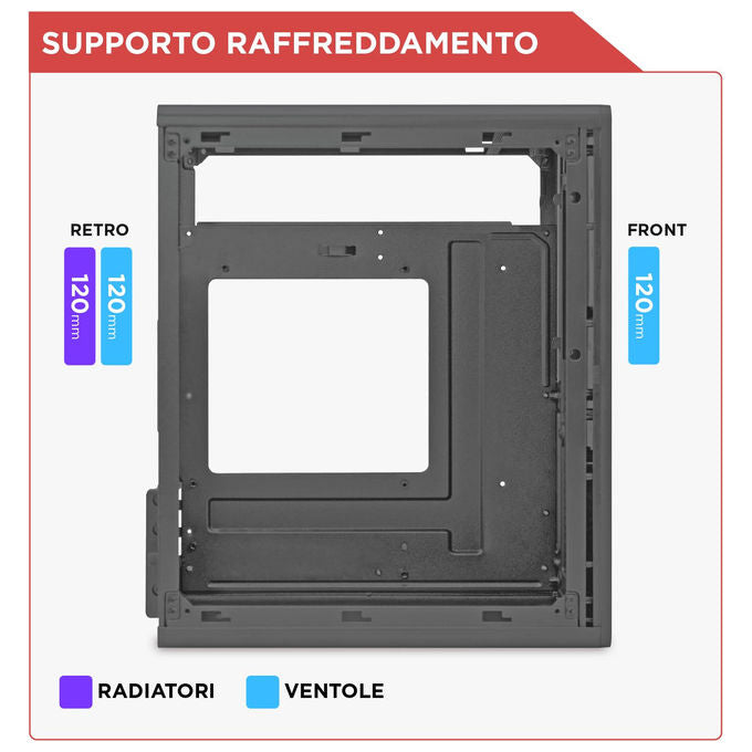 Nuwo, Case Micro-ATX QK200, Mini Tower Compatto, USB 3.0, Type-C