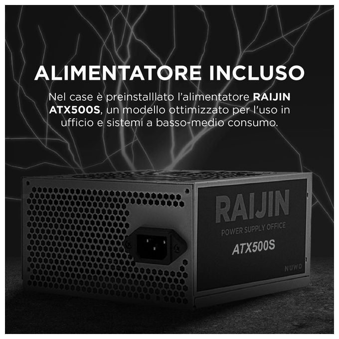 Nuwo, Case PC Micro-ATX, Compatto, Alimentatore 500W, USB 3.0, Nero