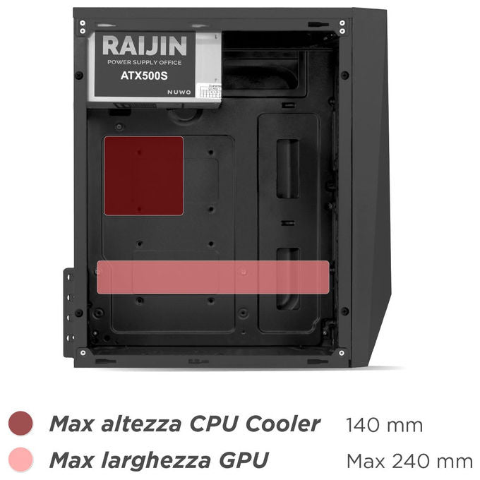 Nuwo, Case PC Micro-ATX, Compatto, Alimentatore 500W, USB 3.0, Nero
