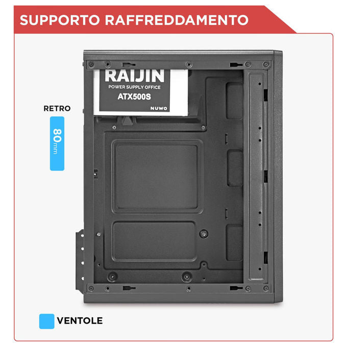 Nuwo, Case PC MicroATX, Alimentatore 500W, Mini Tower, USB 3.0, Nero