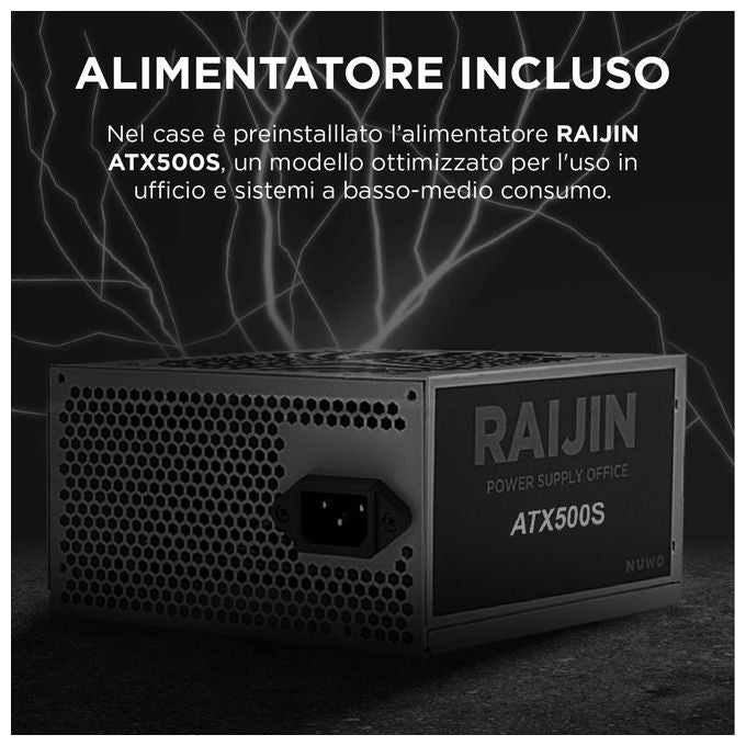 Nuwo, Case PC MicroATX, Alimentatore 500W, Mini Tower, USB 3.0, Nero