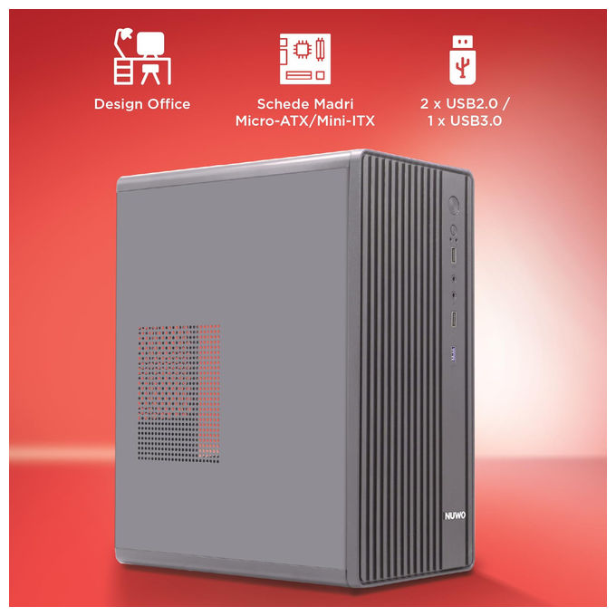 Nuwo, Case PC MicroATX, Alimentatore 500W, USB 3.0, Nero