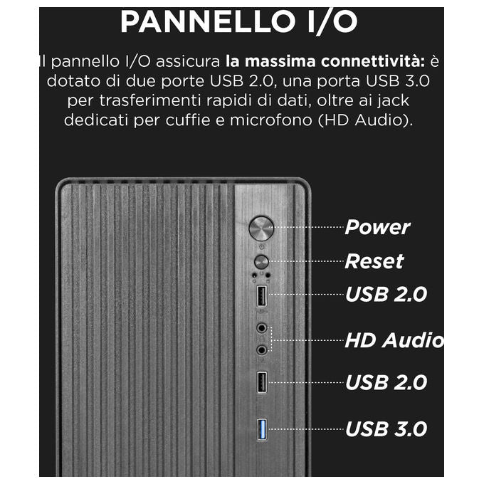 Nuwo, Case PC MicroATX, Alimentatore 500W, USB 3.0, Nero