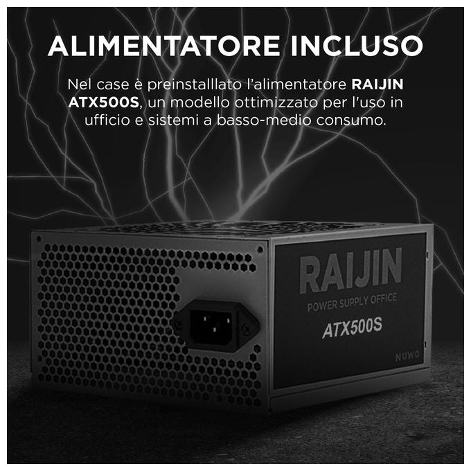 Nuwo, Case PC MicroATX, Alimentatore 500W, USB 3.0, Nero