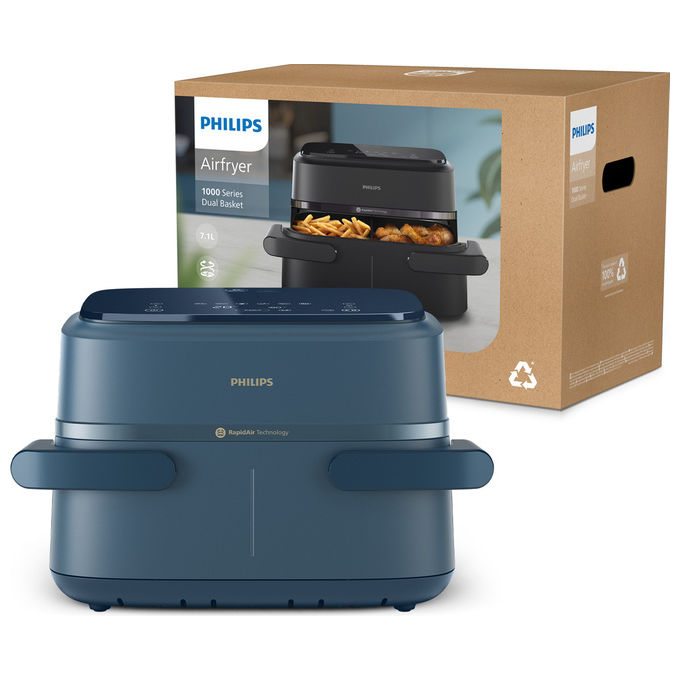 Philips NA156-60 Serie 1000 Airfryer Flexi Friggitrice ad aria 7.1 L 2450 W 6 Programmi Display Touch colore Blu
