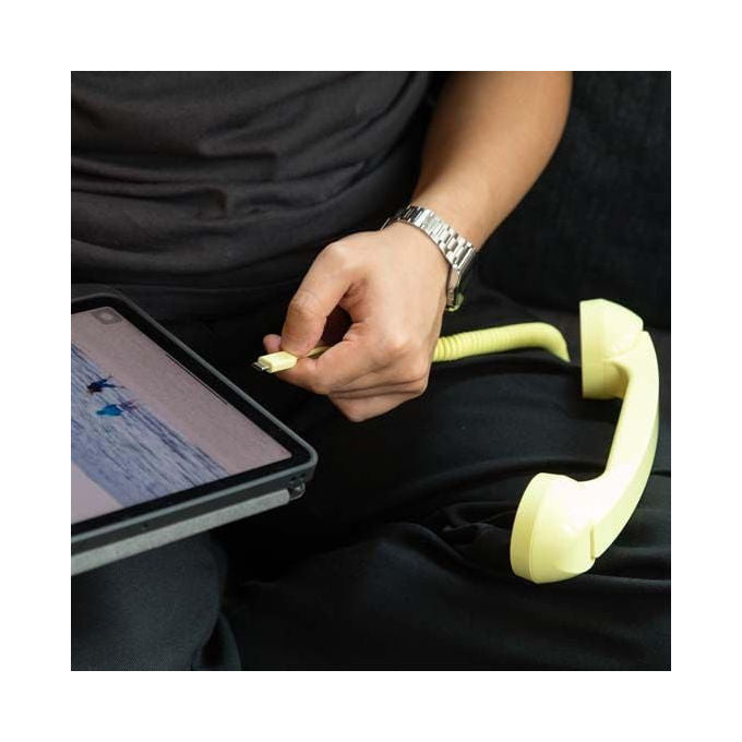 Native Union, Cornetta Telefonica USB-C, Design retro', Plug-and-play, Lemon