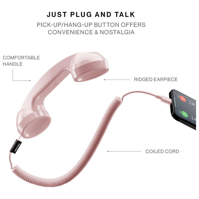 Native Union POP-P-CDY Pop Phone Cornetta Telefonica Retro' USB-C con Microfono e Altoparlante per iPhone iPad Laptop colore Caramella