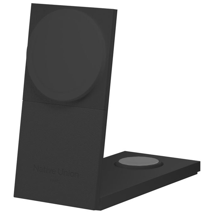 Native Union, Rise Caricatore Wireless 3-in-1 Qi2 Magnetico, Nero, con Adattatore 35W