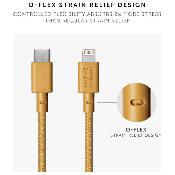 Native Union, Cavo Lightning USB-C, 3m, Ultra Resistente, Certificato MFi, Kraft