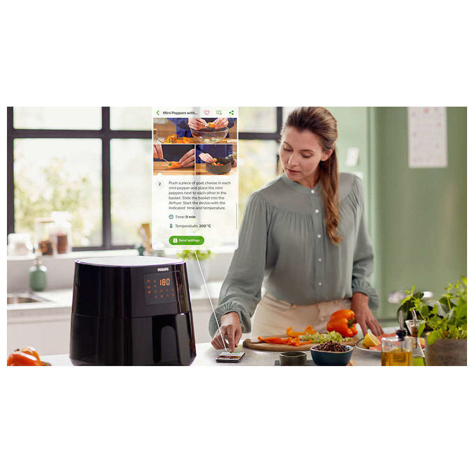 Philips HD9280-60 Friggitrice ad aria 6.2 L 2000 W 7 programmi Display LED Wi-Fi colore Ardesia