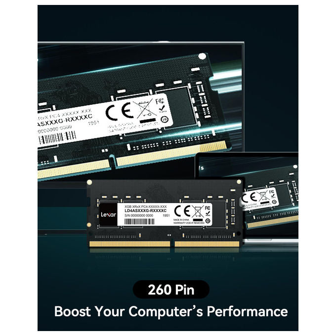 Lexar, Memoria RAM SODIMM DDR4, 16GB 3200MHz, CL22, Memoria per Laptop