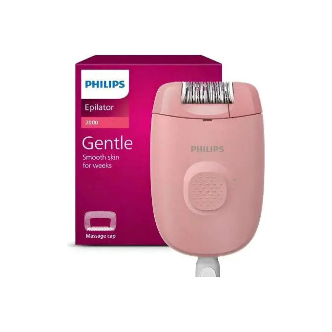Philips, Epilatore elettrico Serie 2000 BRE227-00, Con filo, Rosa, Con massaggiatore