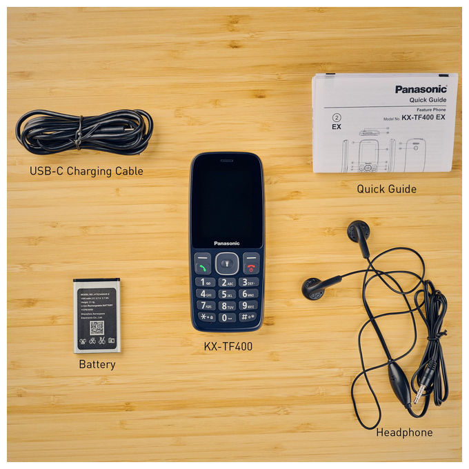 Panasonic KX-TF400EXC Telefono Cellulare 4G VoLTE Display 2,4'' Bluetooth Torcia LED IP44 colore Blu