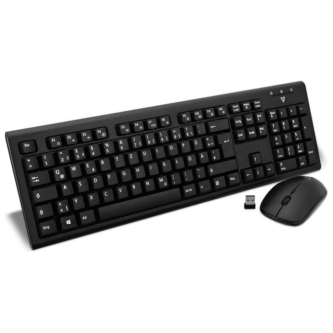 V7, Tastiera e Mouse Wireless, Layout Italiano, QWERTY, Keycaps Laserati