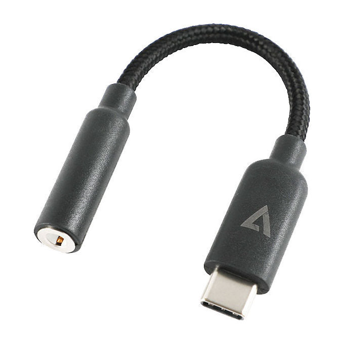 V7, Adattatore USB-C a Jack 3.5mm, Nero