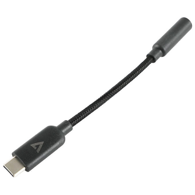 V7, Adattatore USB-C a Jack 3.5mm, Nero