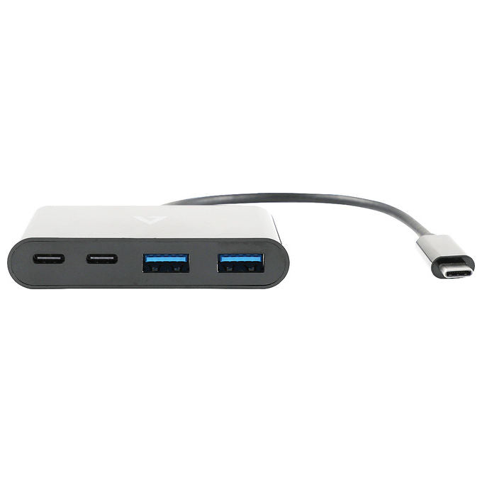 V7, Hub USB-C, Maschio a 2x USB-A, 2x USB-C Femmina, USB 3.2 Gen 1 5Gbps, Nero