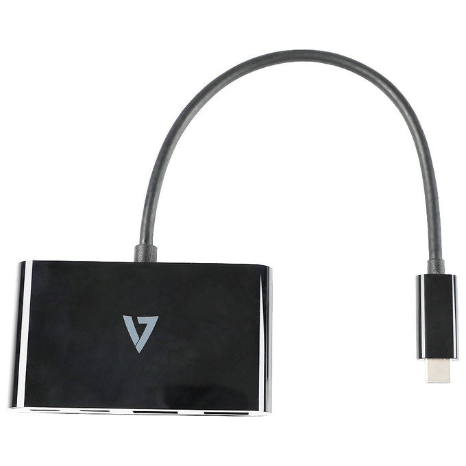 V7, Hub USB-C, Maschio a 2x USB-A, 2x USB-C Femmina, USB 3.2 Gen 1 5Gbps, Nero