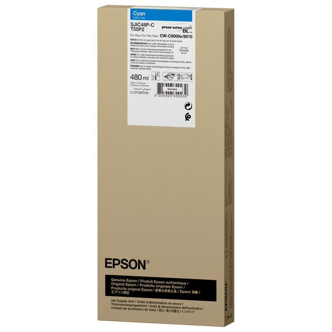 Epson SJIC48P-C C13T55P240 Cartuccia inchiostro originale Ciano 480 ml Per ColorWorks C8000e