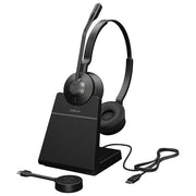 Jabra, Auricolare Wireless Stereo, Engage 55 SE UC, USB-C, con Supporto di Ricarica, Nero
