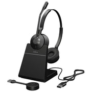 Jabra, Auricolare Wireless Stereo Engage 55 SE, USB-A UC, con Base di Ricarica, Nero