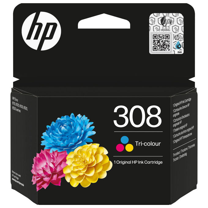 HP, Cartuccia Inchiostro, Tricromia, Originale 308, Ciano, Magenta, Giallo