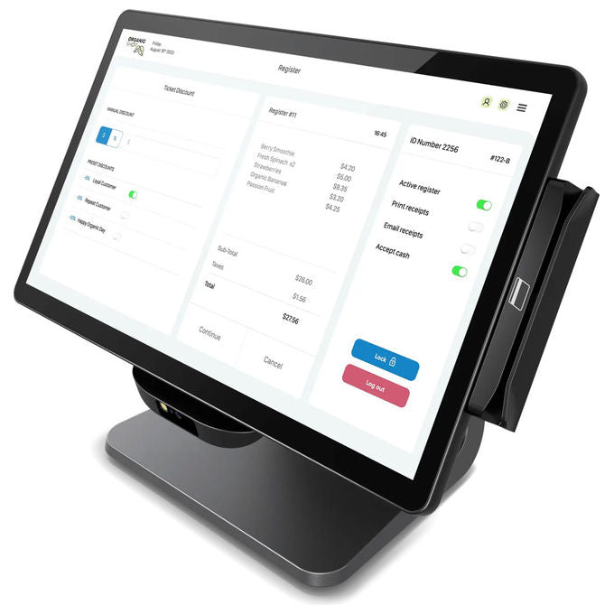 Elo Touch Solutions, Sistema POS All-In-One, 15.6'' Touchscreen, Intel Celeron N97, 8GB RAM, 128GB SSD, Nero