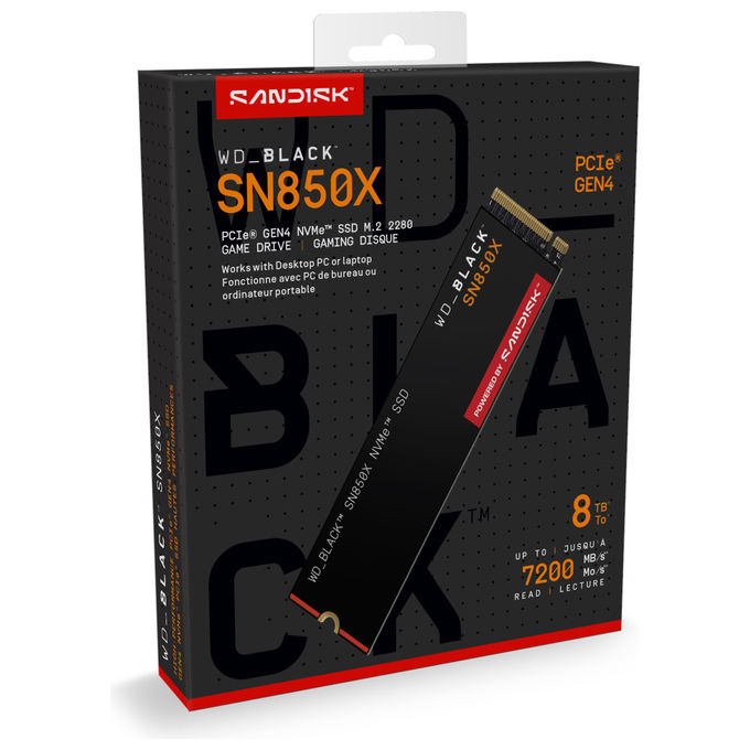 Western Digital, SSD 8 TB, NVMe PCIe 4.0, WD_BLACK SN850X, Interno, M.2