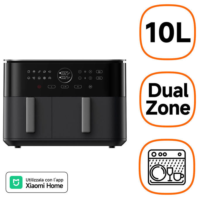 Xiaomi, Friggitrice ad Aria, Doppia Zona, 10L, 2700W, Nero
