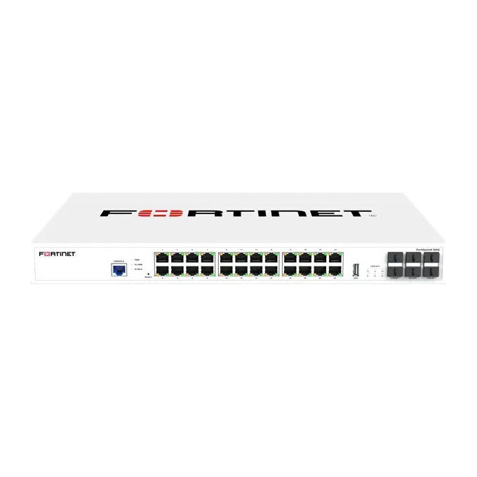 Fortinet, Switch di rete, Gestito L2, 24 Porte RJ-45, 10G Ethernet, Supporto Power over Ethernet (PoE), Montaggio rack
