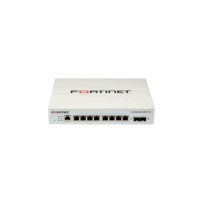 Fortinet, Switch Ethernet Gestito, 8 Porte Gigabit PoE+, 2 Slot SFP, FortiSwitch 108F-POE