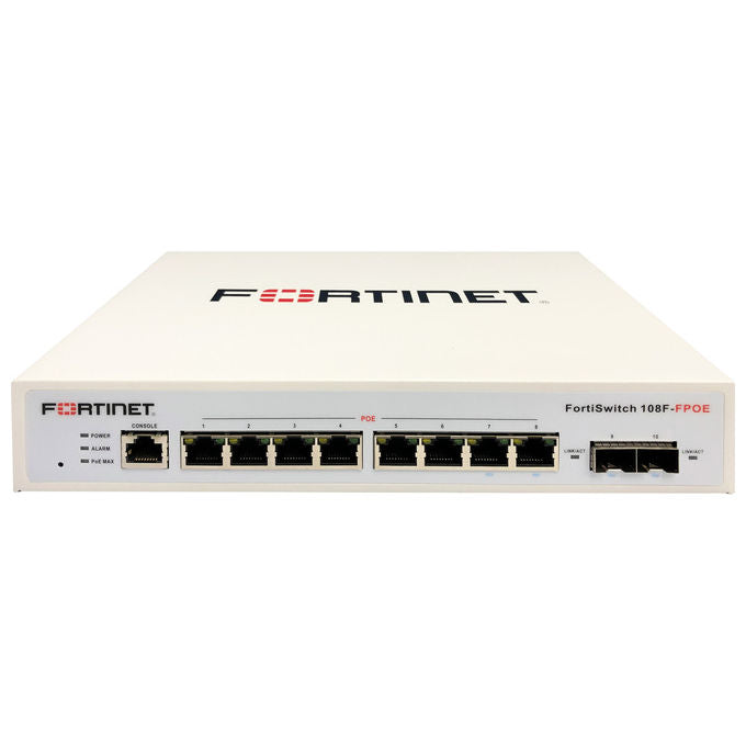 Fortinet, Switch Ethernet, Gestito, 8 Porte RJ-45, PoE, FortiSwitch 108F-FPOE, Bianco