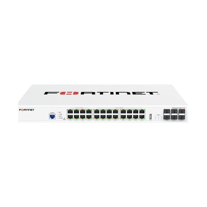 Fortinet, Switch di rete Gestito L2, 24-Porte, PoE, 10G Ethernet