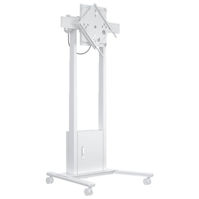 Multibrackets, Supporto TV motorizzato da pavimento, Flip 2 con armadio e supporto per telecamera, 120kg, Bianco